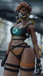 1girls 3d ass big_ass blender chronal_accelerator female female_only gas_mask harness kisxsfm overwatch solo thick_thighs thong tracer wide_hips