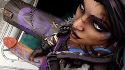 1futa 3d amara_(borderlands) animated borderlands borderlands_3 casual clothing dentol dickgirl erection futa_only futanari huge_cock human intersex looking_at_viewer masturbation no_sound penis siren_(borderlands) solo source_filmmaker tattoo video