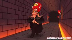 animated armwear bowsette breasts casual clothing dark-skinned_female dark_skin female genderswap headwear legwear mario_(series) moikaloop neckwear new_super_mario_bros._u_deluxe nintendo no_sound red_bowsette red_hair source_request tagme video walk_cycle walking year_request