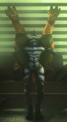 3d 3d_(artwork) alien anal anal_sex blue_penis digital_media_(artwork) duo furniture genitals hand_on_butt hi_res holding_butt interspecies krogan lying male male/male mass_effect nude on_back penetration penis pillow rooking sex short_tail size_difference small_dom_big_sub sofa source_filmmaker table_lotus_position turian video_games window_blinds yaoi