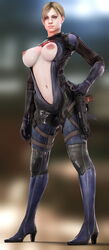 3d battlesuit big_breasts blonde_hair bobyshal bodysuit breasts capcom female female_only high_heels jill_valentine jill_valentine_(blonde) jill_valentine_(julia_voth) resident_evil resident_evil_5 solo_female