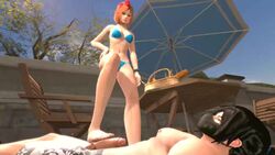 1boy 1girls 3d animated bare_legs barefoot blue_bra blue_panties bra breasts clothed_female erection feet female femdom footjob large_ass large_penis looking_down male malesub mask midriff navel orange_hair panties penis sfm side_tie_panties sound source_filmmaker standing standing_footjob tagme toes toned toned_female video vindictus yellowcatguard