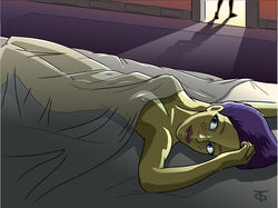 1girls alien_girl barriss_offee bed bed_sheet breasts clone_wars female jedi jedi_padawan lying_in_bed medium_breasts mirialan nipple_bulge nipples nude nude_female offworldtrooper see-through star_wars