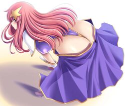 ass dat_ass female gundam gundam_seed gundam_seed_destiny hair_ornament huge_ass long_hair looking_at_viewer meer_campbell pink_hair skirt smiling thong thong_leotard