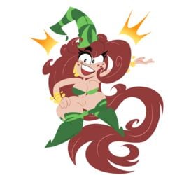 betilla_(rayman) big_ass big_breasts exposed_pussy female_only gheyblin long_hair looking_at_viewer nymph_(rayman) rayman_(series) rayman_origins red_hair transparent_background