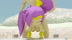 1boy 1boy1girl 1girls 3d animated blender doggy_style doublestuffed eyes_rolling_back front_view hair_grab hanging_breasts no_sound ponytail purple_hair shantae shantae_(character) tagme teeth_clenched thrusting unseen_male_face video