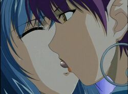 2girls animated blue_eyes blue_hair breasts closed_eyes female groping kissing milf multiple_girls nail_polish nanjou_sayaka nipple_tweak nipples private_emotion purple_hair rape screencap yuri