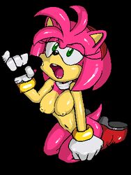 1boy 1boy1girl 1girls accessory amy_rose breasts female gloves green_eyes hotred kneeling male nude on_knees oral oral_sex pink_fur pink_hair precum seikoseeley sonic_(series) tagme tail