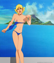 1girls 5_fingers areola areolae badassk9 bare_shoulders big_breasts bikini bikini_bottom bikini_top blonde blonde_hair blue_bikini blue_eyes blue_swimsuit boom-boom_(x-men) breasts breasts_out color colored day detailed_background earrings exposed_breasts exposed_nipples eyeshadow female female_focus female_only hair homo_superior humanoid large_breasts light-skinned_female light_skin lipstick long_legs looking_at_viewer makeup marvel marvel_comics midriff mutant navel ncbb necklace new_mutants nipples no_humans nude nude_female nudity open_eyes outdoors pink_nipples red_lips red_lipstick round_ears shadow smiling solo solo_female solo_focus standing stomach straight_hair superheroine swimsuit tabitha_smith teeth uncensored undressing url web_address x-men x-men_evolution