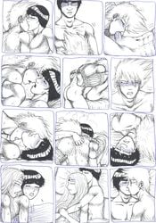 anal comic fellatio gay hatake_kakashi hyuuga_neji might_guy monochrome naruto oral rock_lee sex sottocolle yaoi