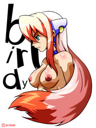 1girls birdy_cephon_altera birdy_the_mighty breasts canon_genderswap female humanoid large_breasts light-skinned_female light_skin long_hair multicolored_hair nipples pink_hair s-now solo tagme two_tone_hair white_background white_hair