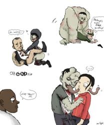 1girls 3boys bill_(left_4_dead) dark-skinned_male dark_skin francis gay hunter_(left_4_dead) left_4_dead louis_(left_4_dead) male/male tank yaoi zoey_(left_4_dead) zombie