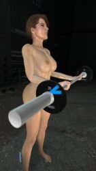 3d ass barbell breasts gym iskiplegs jill_valentine jill_valentine_(sasha_zotova) naked resident_evil resident_evil_3 source_filmmaker weightlifting