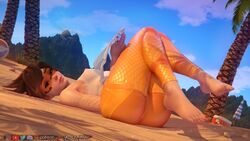 1girls 3d ass barefoot blender blizzard_entertainment breasts feet female female_only forceballfx goggles looking_at_viewer orange-tinted_eyewear overwatch overwatch_2 red_toenails solo tinted_eyewear toes tracer visor