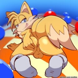 1:1 anthro anus ass backsack balls canid canine clothing fox fur gay genitals girly hand_on_butt hi_res legwear looking_at_viewer looking_back male male_only mammal mostly_nude multi_tail narrowed_eyes perineum pink_tongue rear_view seductive senshion socks solo sonic_(series) sonic_the_hedgehog_(series) tails tan_body tan_fur tan_tail tongue tongue_out two_tone_tail yellow_body yellow_fur yellow_tail