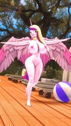 3d 9:16 absurd_res alicorn anthro anthrofied big_breasts breasts curvaceous curvy_figure detailed_background equid female friendship_is_magic furry genitals hasbro hi_res horn huge_breasts mammal my_little_pony nipples nude outside princess_cadance_(mlp) pussy solo vladichslg voluptuous wide_hips wings