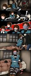 1boy 1girls artist_request atlus attic blush bondage comic english_text gag gagged joker_(persona) makoto_niijima megami_tensei persona persona_5 ren_amamiya restrained tagme tape_gag text tied_up