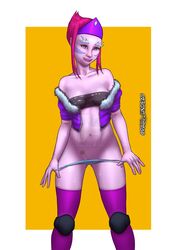 alien_girl ben_10 ben_10_omniverse breasts ester ester_(ben_10) female female_only humanoid kraaho paulundead33 pink_hair purple_eyes purple_skin short_hair solo_female