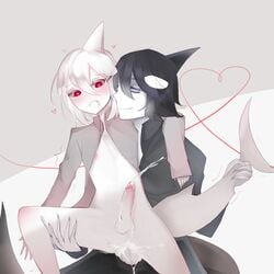 anthro cum fully_clothed funamusea heart ice_scream idate male_only male_penetrating orca partially_clothed sal_(wadanohara) shark shark_humanoid shark_tail tail_grab wadanohara_and_the_great_blue_sea yaoi