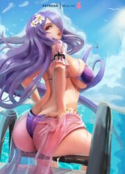 1girls ass ass_focus ass_view back back_view bare_back big_ass big_breasts bikini booty camilla_(fire_emblem) camilla_(summer)_(fire_emblem) curvy female female_focus female_only fire_emblem fire_emblem_fates fire_emblem_heroes huge_ass large_ass large_breasts lips long_hair looking_at_viewer looking_back miraihikari nintendo one_eye_covered pink_veil pool purple_bikini purple_hair purple_nails purple_swimsuit red_eyes see-through sideboob sitting small_bikini solo solo_female solo_focus sunlight swimming_pool swimsuit thick_lips thick_thighs thighs underboob veil voluptuous wet wet_body