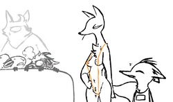 2020 aardwolf al_(weaver) anthro avo_(weaver) bikini bodily_fluids bovid breasts canid canine canis caprine charlie_(weaver) cheek_tuft chest_tuft clothed clothing corsac_fox disney facial_tuft female fox fur genitals group head_tuft hyaenid jackal looking_at_another mammal nipples pack_street pussy remmy_cormo sheep simple_background skimpy sling_bikini small_breasts sweat sweatdrop swimwear the_weaver tuft white_background wolf wolter_(weaver) zootopia