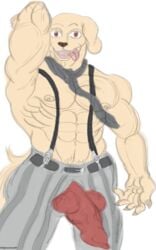 abs anthro beastars braces canine canine_penis claws jack_(beastars) male_only muscles muscular pecs penis penis_through_fly presenting presenting_penis signature strapless striped_pants suspenders tail teeth tongue_out veiny_muscles veiny_penis voluptuousspirit xxkingnsfwxx