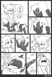 2020 5_fingers anal anal_fingering anthro anthro_on_anthro bed black_and_white black_nose blush bodily_fluids breath canid canine canis chest_tuft comic custom_character_(sonic_forces) dialogue domination ear_tuft english_text erection fangs fingering fingers furniture gadget_the_wolf gay genital_fluids genitals hand_on_chest heart hi_res humanoid_genitalia humanoid_penis infinite_(sonic) interspecies jackal krazyelf leg_grab looking_away looking_pleasured looking_up lube lying male male/male male_domination mammal monochrome no_color nose_horn on_back on_bed onomatopoeia penis precum saliva saliva_string sonic_(series) sonic_forces sonic_the_hedgehog_(series) sound_effects speech_bubble spread_legs spreading straddling submissive submissive_male text thigh_grab tuft wolf