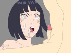 after_oral big_breasts blowjob boruto:_naruto_next_generations byakugan cum_in_mouth cum_on_face cum_on_penis disappointed disappointment facial fellatio hyuuga_hinata naruto oral penis premature_ejaculation small_balls small_penis