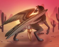 2020 4_fingers avian beak black_beak day detailed_background digital_media_(artwork) feathered_wings feathers feral fingers gryphon hi_res knot male male_only mythological_avian mythology outside sergeantyakirr sky solo toes wings