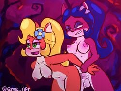 1futa 1girls 2020 4:3 accessory activision ambiguous_penetration animated anthro anthro_on_anthro arm_grab bent_over black_hair blonde_hair blush bouncing_breasts breasts coco_bandicoot crash_(series) crash_twinsanity duo ema_npr erection evil_coco eyeshadow female flower flower_in_hair furry futa_on_female futanari genitals gif green_eyes hair_accessory heart heart-shaped_pupils long_hair looking_pleasured makeup mammal marsupial nipples nude open_mouth penis plant prison_guard_position purple_eyes selfcest sex short_playtime signature square_crossover standing standing_sex symbol-shaped_pupils testicles