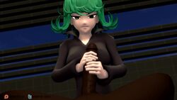 3d angry animated big_breasts big_penis clothed dark-skinned_male dark_skin green_eyes green_hair handjob interracial looking_at_viewer male_pov marcossfm marcovee4 mp4 no_sound one-punch_man pov source_filmmaker tatsumaki two-handed_handjob video