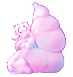 anthro anus ass big_breasts big_butt blue_anus blue_pawpads breasts colored deltarune digital_media_(artwork) featureless_breasts female huge_butt lying navel nude on_ground on_side pawpads pink_body raised_leg shaded simple_background solo thick_thighs undertale_(series) virovirokun voidcatart white_background