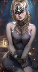 1girls big_breasts breasts cleavage dark_souls dark_souls_3 female female_only fire_keeper fromsoftware large_breasts painting_(artwork) ragecndy solo