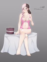 blush breasts cake claraspregs feet heterochromia multicolored_hair neo_(rwby) rwby sheer_bra sheer_clothing tagme underwear