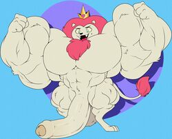 abs anthro balls beauty_mark big_muscles big_penis body_hair cartoon_network chest_hair colored crown felid flaccid flexing foreskin genitals hi_res huge_cock huge_muscles hyper hyper_genitalia hyper_muscles hyper_penis king king_snugglemagne_xxv lion male male_only mammal mao_mao:_heroes_of_pure_heart muscular pantherine pecs penis royalty sbshouseofpancakes solo