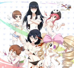 6girls bad_censor censored covered_nipples covering covering_crotch embarrassed female female_only guts_(kill_la_kill) harime_nui jakuzure_nonon kill_la_kill kiryuuin_satsuki mankanshoku_mako mankanshoku_sukuyo matoi_ryuuko multiple_girls studio_trigger torn_clothes