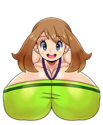 1girls alternate_clothing big_breasts blue_eyes bust eye_contact female huge_breasts human large_breasts looking_at_viewer matospectoru may_(pokemon) may_(pokemon_oras) nintendo pale-skinned_female pale_skin pokemon pokemon_oras white_background