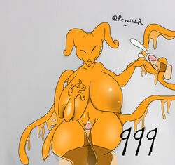 1girls 2boys closed_eyes creampie cum female female_only revvinlr scp scp-999 scp_foundation slime slime_girl thighs