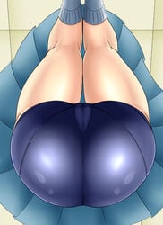 1girls ass ass_focus big_ass bottom_heavy cameltoe female huge_ass pale-skinned_female pale_skin skirt socks thick_thighs thighs ueno-san_wa_bukiyou ueno_(ueno-san_wa_bukiyou) yuri_usa