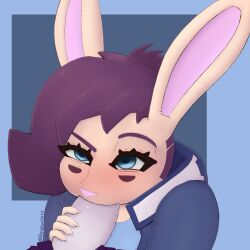 anthro big_ears blush clothed clothing duo fellatio girly handjob handjob_while_sucking humanoid_genitalia jacket jayce_(paramour) lagomorph leporid male male/male mammal oral paramour_(artist) penile puffed_cheeks rabbit sex topwear