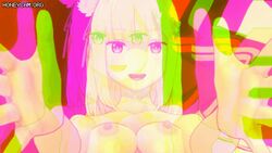 3d animated breasts cheating condom condom_wrapper corruption cuckold dildo emilia_(re:zero) female implied_sex large_filesize low_resolution lowres netorare nipples ntr open_condom_wrapper re:zero_kara_hajimeru_isekai_seikatsu sex_toy used_condom yuukis