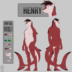 1:1 anthro derp_eyes diphallia diphallism fantine fish genitals hair henry_gins lamniform looking_at_viewer male marine model_sheet multi_genitalia multi_penis nipples notched_ear penis penis_tentacles scar shark slit smile solo tentacle thresher_shark