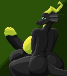 1futa anthro ass balls big_balls big_breasts big_butt big_nipples big_penis black_body black_nipples breasts curvy_figure digital_media_(artwork) dragon futa_only futanari genitals green_background green_body green_eyes green_horn green_scales hard_pixels herm horn huge_balls huge_breasts huge_cock hyper hyper_balls hyper_genitalia hyper_penis intersex kaya_(knockedoutdragon) knockedoutdragon looking_at_viewer looking_back nipples penis pixel_art rear_view scales side_boob simple_background solo solo_futa wingless_dragon