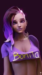 1girls 3d big_breasts breasts cleavage dark-skinned_female dark_skin discko female female_only large_breasts overwatch solo sombra