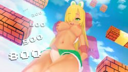 3d blonde_hair green_eyes koikatsu koopa koopa_girl mario_(series) partially_clothed rule_63 score straight super_mario_bros. thigh_sex thighs witchanon