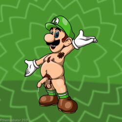 1boy 1male balls ballsack body_hair brown_hair cap cock erect_penis facial_hair foreskin full_body gloves gross hairy hairy_armpits hairy_balls hairy_chest hairy_male hairy_shoulders hat horny human intact leaking long_foreskin low_hanging_testicles luigi male male_nipples male_only mario_(series) masculine mature_male moustache muscles nasty nintendo nude_male partially_clothed penis posing precum precum_drip pubes pubic_hair repulsive scrotum shoes socks solo solo_male spread_legs standing testicles themasbator uncircumcised uncut unretracted_foreskin unwashed_penis