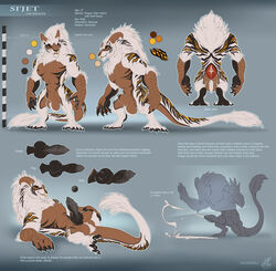 2020 5_fingers 5_toes anthro digital_media_(artwork) dragon fingers fur furred_dragon hi_res knot male model_sheet nose_rings solo toes wairuhuzanshi wingless_dragon