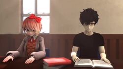 1boy 1girls 3d animated animation backsack balls big_penis black_hair blue_eyes blue_shoes bow burstingseas chair classroom desk dialogue doki_doki_literature_club duo english_voice female glasses hairbow huge_cock instant_loss instant_loss_2koma leg_lock light-skinned_female light-skinned_male light_skin lying_on_back lying_on_desk male meme moaning music on_table orange_hair pale-skinned_female penetration pink_hair questionable_consent reading red_bow sayori_(doki_doki_literature_club) school_uniform sex sex_on_table sfm short_hair slq smug smug_expression smug_face sound sound_effects source_filmmaker straight tagme talking teasing testicles uniform vaginal video voice_acted yellow_eyes