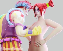 1boy 1girls 3d baseddende clothed_male clown clown_girl completely_nude completely_nude_female female fondling fondling_breast fortnite lewdrex nipple_pinch nipples nite_nite nude nude_female peekaboo_(fortnite) pussy straight tagme vagina