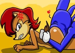 angry ass_grab big_ass blue_eyes face_in_ass female furry heart_censor meme on_stomach pervert sally_acorn sanic_hegehog sonic_(series) sonic_the_hedgehog